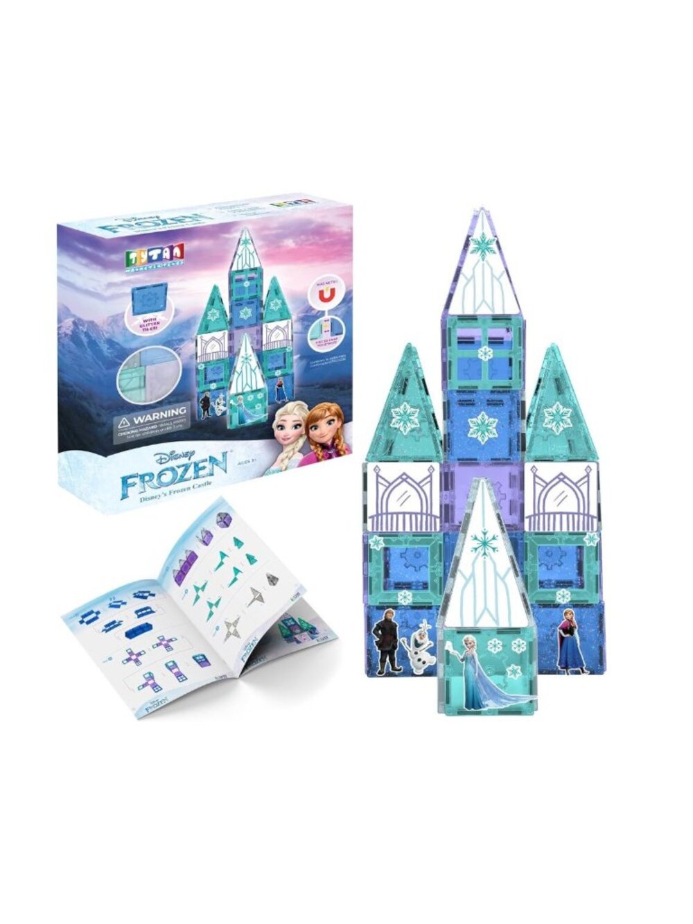 Disney Frozen Magnetic Tiles Castle Building Set By Tytan With Glitter Tiles - A